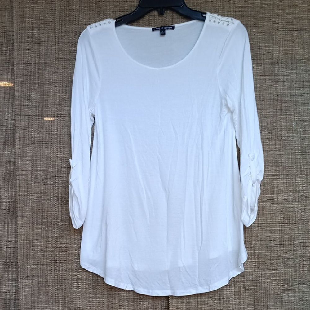 Cable & Gauge White Long Sleeve Top Tee